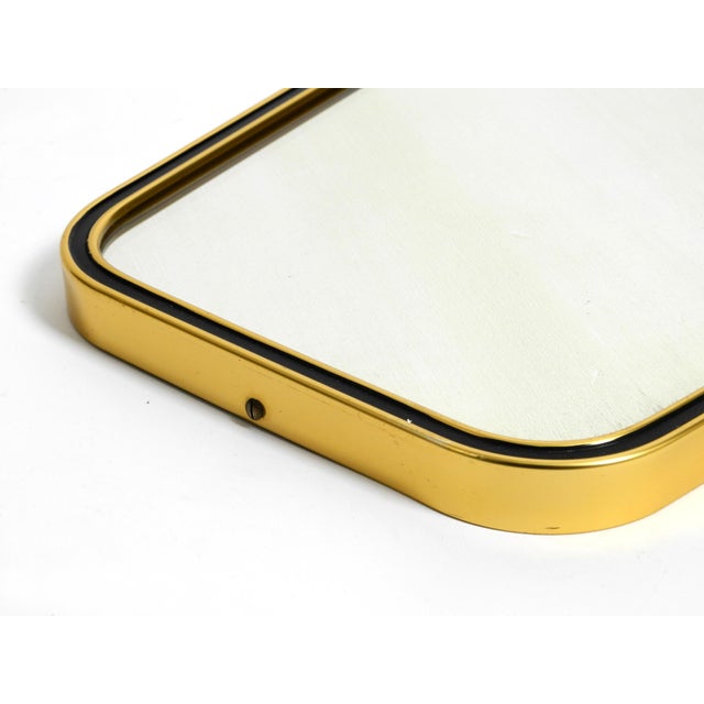 Small Mid-Century Brass Wall Mirror with Braided Hanging Strap, 1950s For Sale - Image 12 of 18