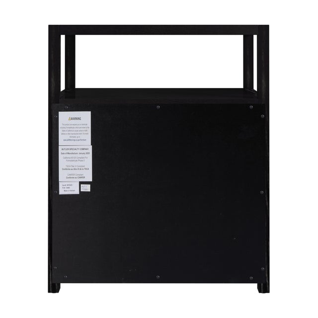Lark 21 in. W Wood 2 Drawer Nightstand with Open Storage Shelf, Washed Black For Sale In Chicago - Image 6 of 8