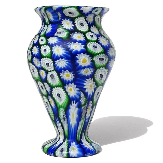 Fratelli Toso Murano Antique Blue Green White Millefiori