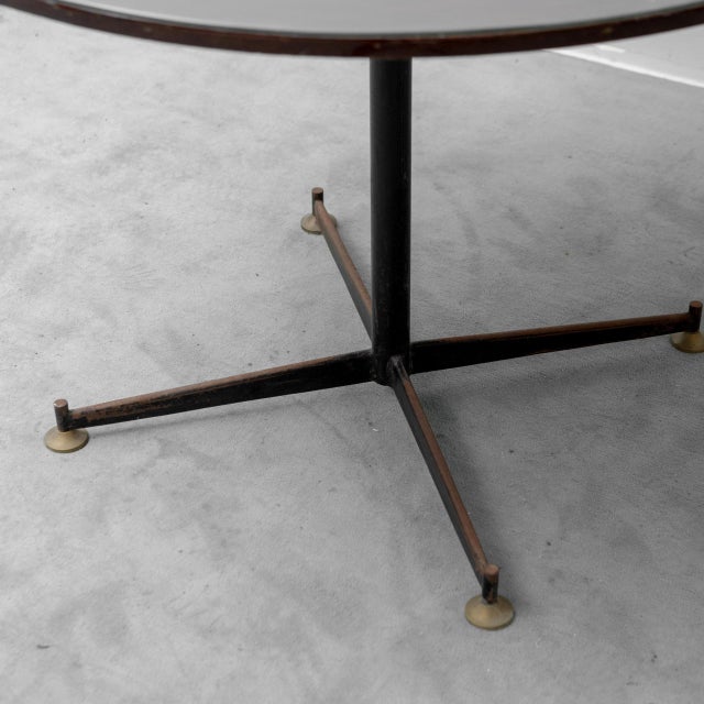 Round Table in Wood, Glass and Metal, 1970s For Sale - Image 9 of 11