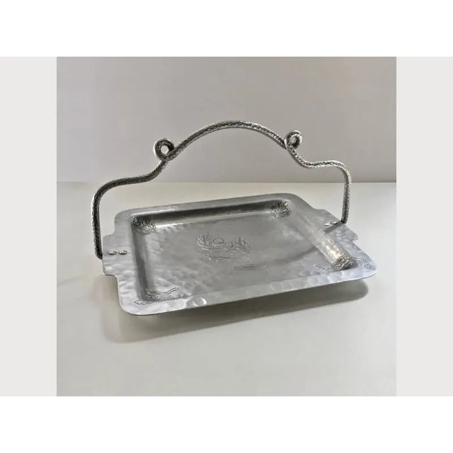 Silver Farberware Aluminum Loop Handled Tray, 1930's For Sale - Image 8 of 8