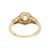 A modern 14k gold engagement ring featuring a repurposed 1.38-carat Old European-cut diamond. The primary diamond K color...