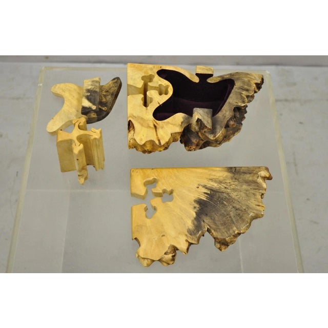 Late 20th Century Richard Rothbard Mid Century Modern Burl Wood Live Edge Puzzle Jewelry Box For Sale - Image 4 of 10