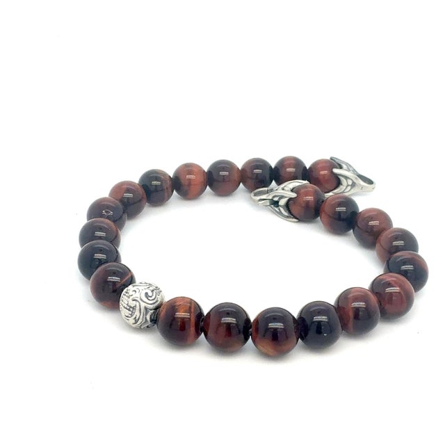 Authentic David Yurman Tiger Eye Carved Ball Bracelet 8" 8 mm Sterling Silver Estate DY566 Retail: $495.00 This elegant...