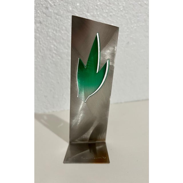 Metal Zigi Ben-Haim, Israeli Contemporary Abstract Geometric Painted Pierced Sculpture Zigi Ben Haim, 1998 For Sale - Image 7 of 13