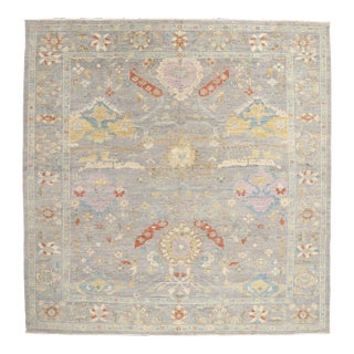 Large Gray Persian Sultanabad Rug - 11'01 X 11'04 For Sale