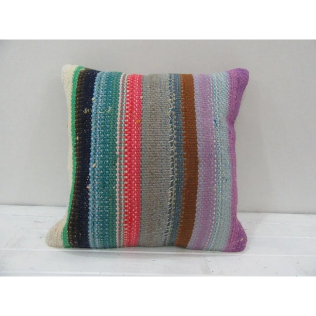 Handmade Striped Turkish Kilim Pillow Cover For Sale - Image 4 of 4