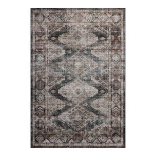Amber Lewis x Loloi Josie Ink / Earth 9'-0" x 12'-0" Machine Washable Area Rug For Sale