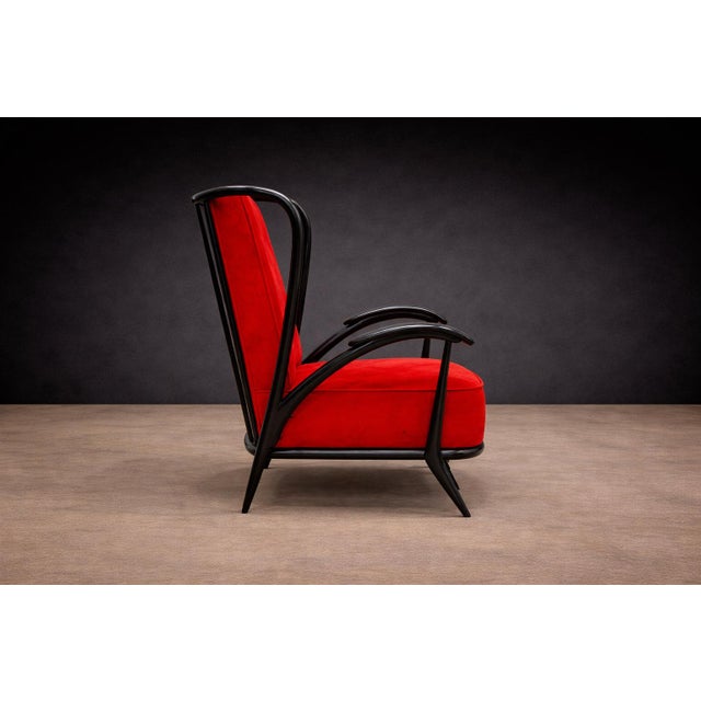 Armchair in Hardwood with Ebony Finish and Red Fabric, Giuseppe Scapinelli, 1950s - Lot 581 For Sale In New York - Image 6 of 14