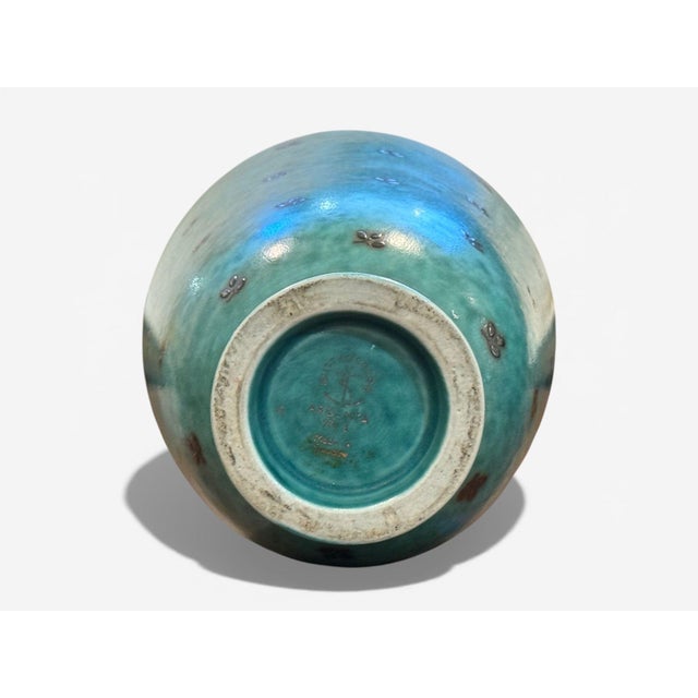 Ceramic Wilhelm Kage, Green Ceramic, Argenta Vase, Sweden, 1930s For Sale - Image 7 of 8