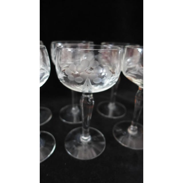 Glass 90's Etched Wine Liquor Glasses - Set of 6 For Sale - Image 7 of 11