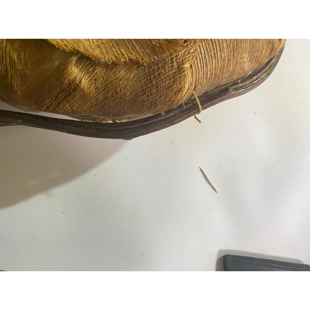 1970s Large Italian Rattan and Wood Basket Bowl Centerpiece, 1970s For Sale - Image 5 of 16