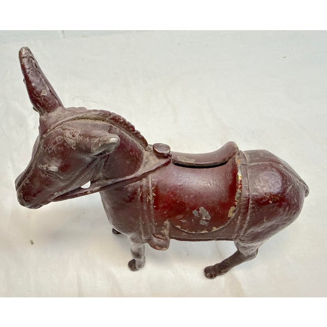 Antique 1920's Ac Williams Hand Painted Cast Iron Donkey Coin Penny Still Bank For Sale - Image 10 of 14