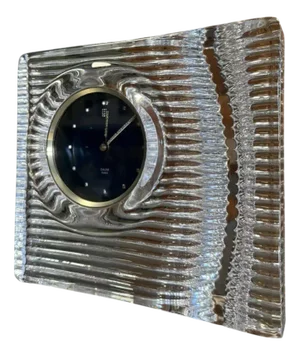 Vintage Crystal Desk Clock from Daum France, 1970