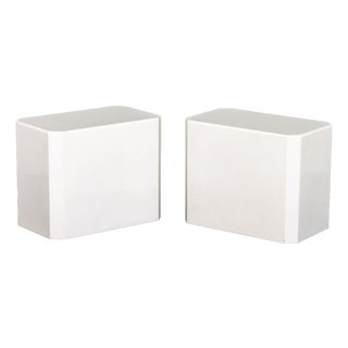 Modern White Quartzite Side Tables, Pair For Sale