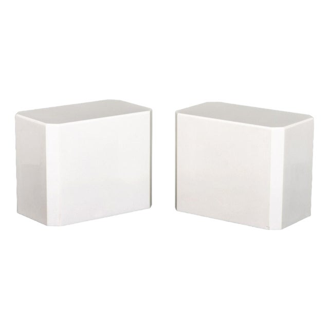 Modern White Quartzite Side Tables, Pair For Sale