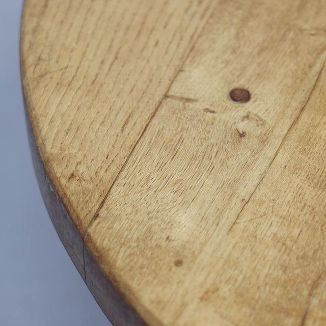 Rustic Large Round Rustic Vintage Brutalist Coffee Table from Oak For Sale - Image 3 of 8