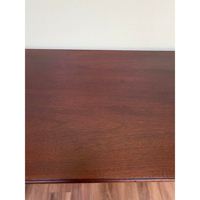 Late 20th Century Polo Ralph Lauren Mahogany Regency Console Table 72in Carved Scroll Legs For Sale - Image 12 of 15