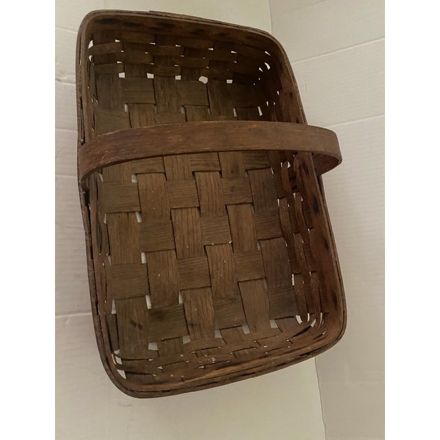 Antique Splint Oak Gathering Basket Circa 1900 For Sale In Miami - Image 6 of 12