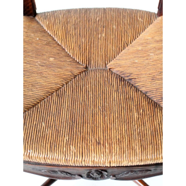 Early 20th Century Antique French Provincial Rush Seat Ladder Back Chair For Sale - Image 5 of 11