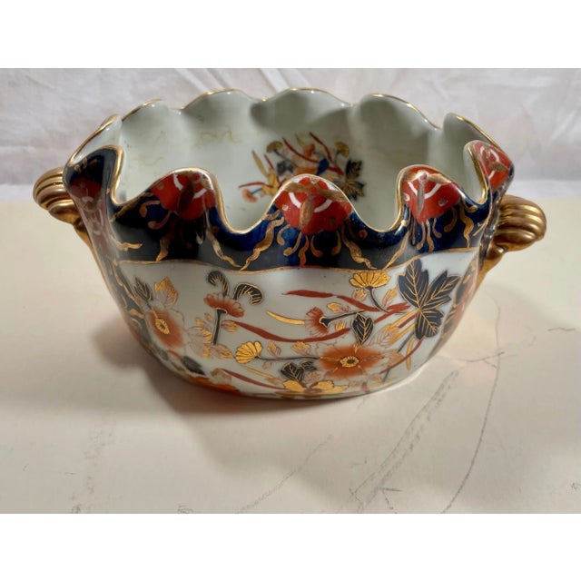 19th Century English Mason’s Ironstone Imari Style Deep Blue Bowl With Gilt Flower Decoration. For Sale - Image 13 of 13