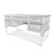 Elevate your workspace with the Marcheline Desk's elegant Whisper White finish and sophisticated silver gilding accents....