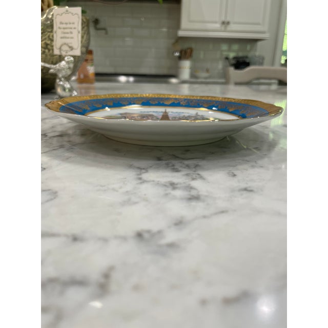 Mid 20th Century Vintage Limoges Cobalt Blue Paris Souvenir Cabinet Plate 7.5-inch - Gold Backstamp For Sale - Image 5 of 8