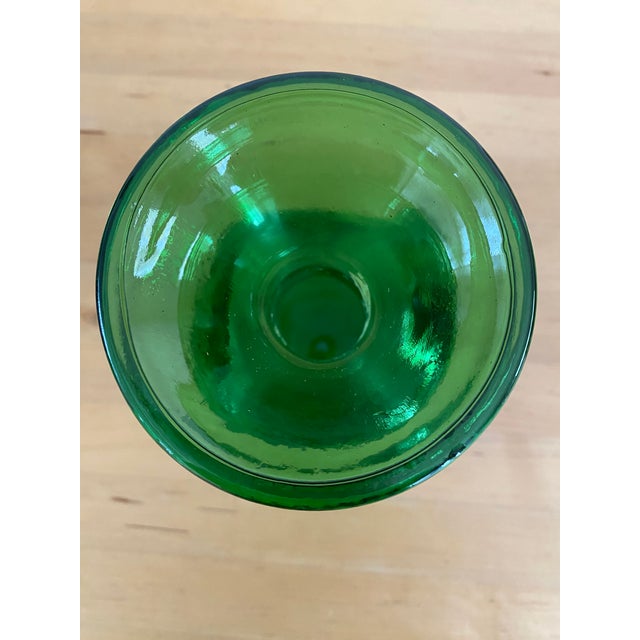 Green 1970s Vintage Mid-Century Modern Italian Green Glass Decanter/Carafe Empoli Italy For Sale - Image 8 of 11