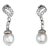 Mid Century Baroque Pearl Diamond Earrings 14k White Gold 1.5" Drops - 2 Pieces For Sale