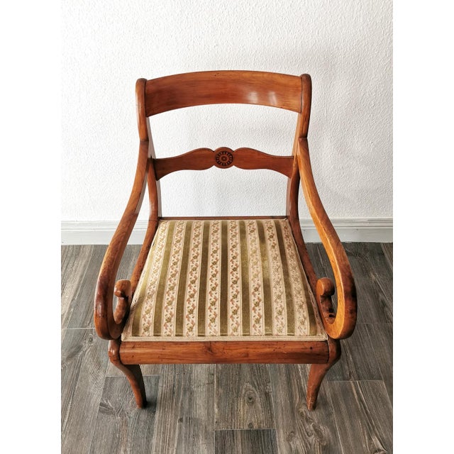 Biedermeier Armchair in Oak and Cherry, 1830s For Sale - Image 4 of 15