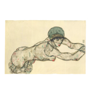 1960s Schiele Lithograph 41 Female Nude to Right Reproduction