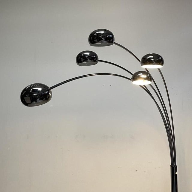 Silver Midcentury Danish Bilka Multi Floor Light in Smoked Chrome with Marble Base, 1970s For Sale - Image 8 of 10