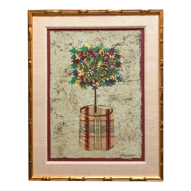 Mid 20th Century Jacques Lamy, Mixed Media Floral Oil Painting For Sale