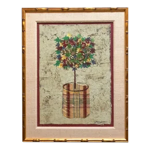Mid 20th Century Jacques Lamy, Mixed Media Floral Oil Painting