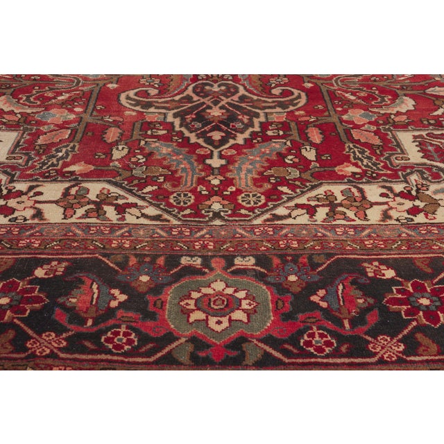 Early 20th Century Antique Persian Heriz Rug, 10'02 X 12'09 For Sale - Image 5 of 10