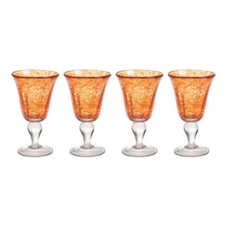 Antibes 4-Piece Set Wine Glasses, Orange For Sale