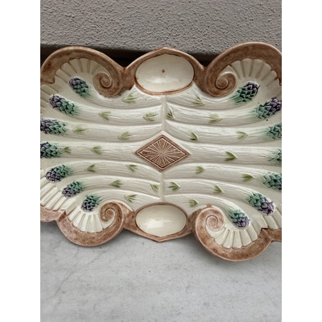 French Country 19th Century Majolica Asparagus Platter Fives Lille For Sale - Image 3 of 6
