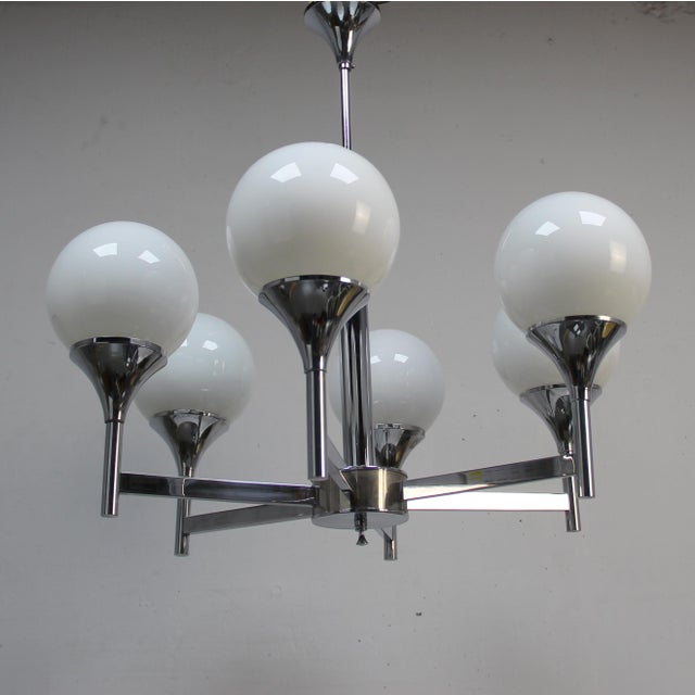 Italian Chrome-Plated Chandelier, 1970s For Sale - Image 6 of 8