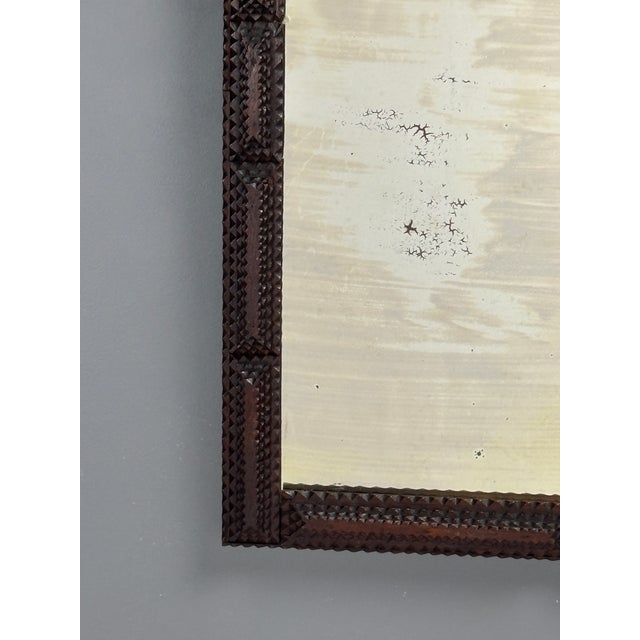 Antique Tramp Art Folk Art Distressed Mirror, Belgian, 1890s For Sale - Image 4 of 13