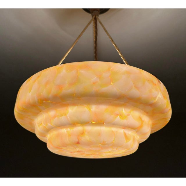 Art Deco Pendant Light in Pink Marble Glass, 1930s For Sale - Image 10 of 18