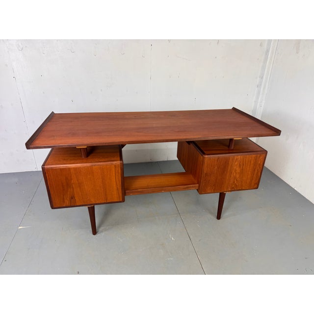 Mid-Century Danish Teak Desk attributed to Louis van Teeffelen for Wébé, 1960s For Sale - Image 4 of 18