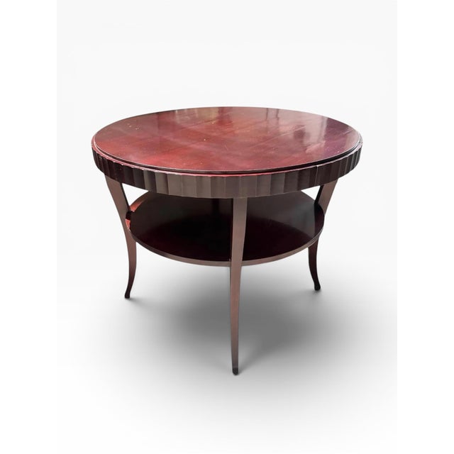 2000 - 2009 Barbara Barry for Baker Fluted Edge Mahogany Round Entry Table For Sale - Image 5 of 13