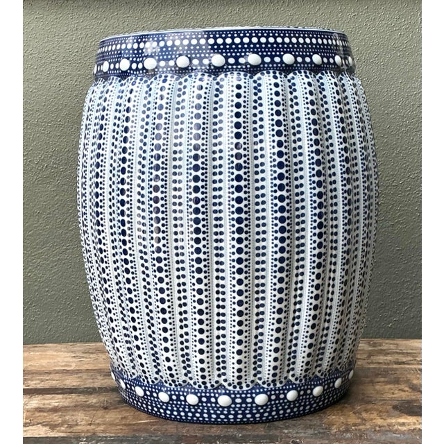 Vintage Polka Dot Glazed Ceramic Low Stool For Sale - Image 12 of 12