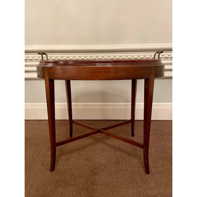 Antique Mahogany Tray Table With Inlay For Sale - Image 10 of 12