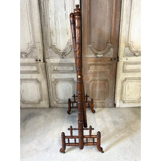 Brown Faux Bamboo Cheval Mirror, 1900s For Sale - Image 8 of 12