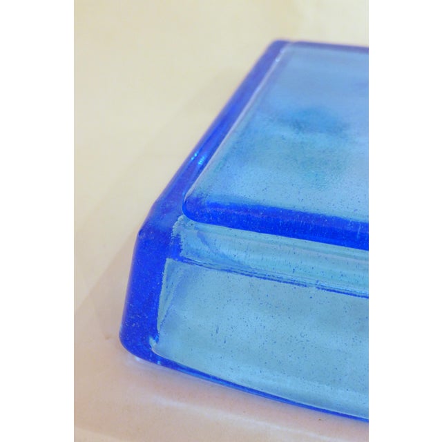 Vintage Square Trinket Trays in Thick Turquoise Bubble Glass, 1960s, Set of 2 For Sale - Image 9 of 13
