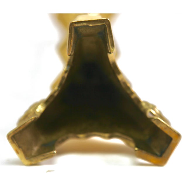 Solid Cast Brass Candlesticks, Set of 2 For Sale - Image 3 of 8