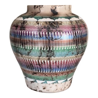 Yolanda White Navajo Horse Hair Vase For Sale