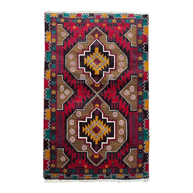 Afghan Balouch Wool Rug 2’11” X 4’7” For Sale