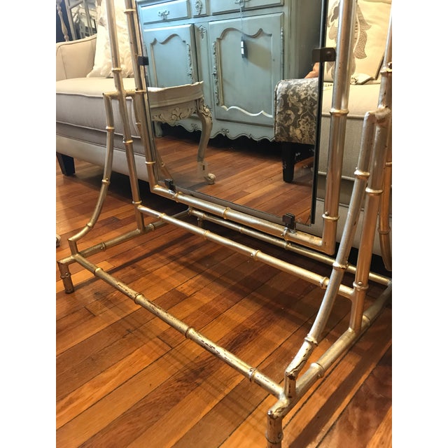 Hollywood Regency Style Metal Bamboo Double Sided Standing Mirror